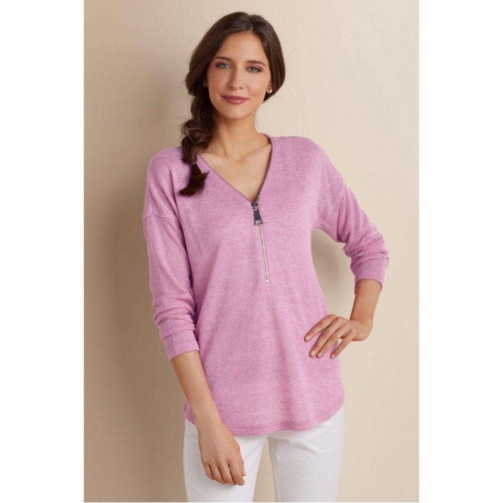 Soft Surroundings Valentina Zip Sweater Lilac Size 1X